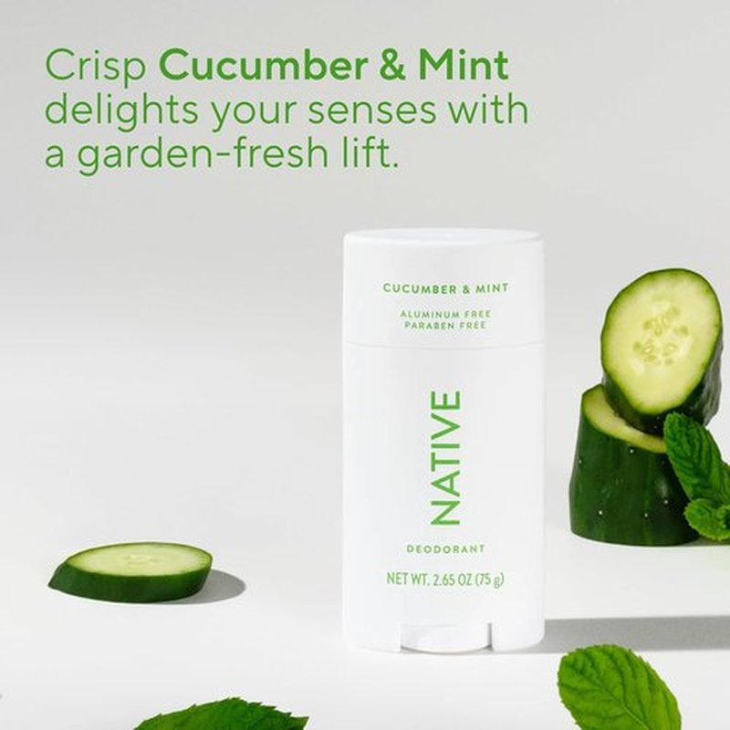 Native Deodorant | Aluminum-Free Cucumber & Mint | 72-Hour Odor Control | 2.65oz for Men & Women