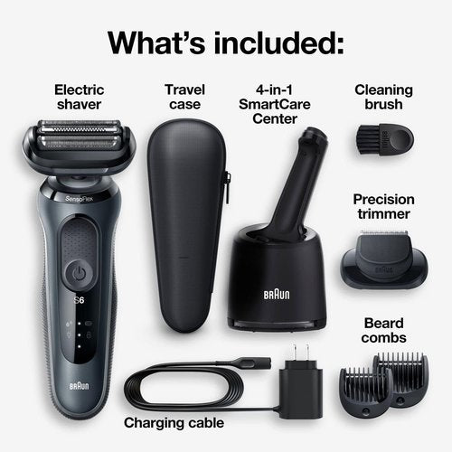 Braun Series 6 6075cc Electric Shaver - Wet & Dry, Rechargeable, Cordless with SmartCare Center & Precision Trimmer | Black