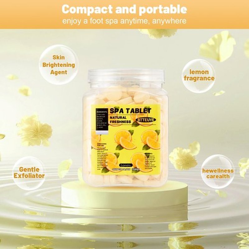 BTTEUYE Foot Spa Soak Tablets for Calluses,Foot Pedicure Soak,Natural & Refreshing,Relieve Fatigue,Soothe & Protect Feet,Lemon Scent,350-Count