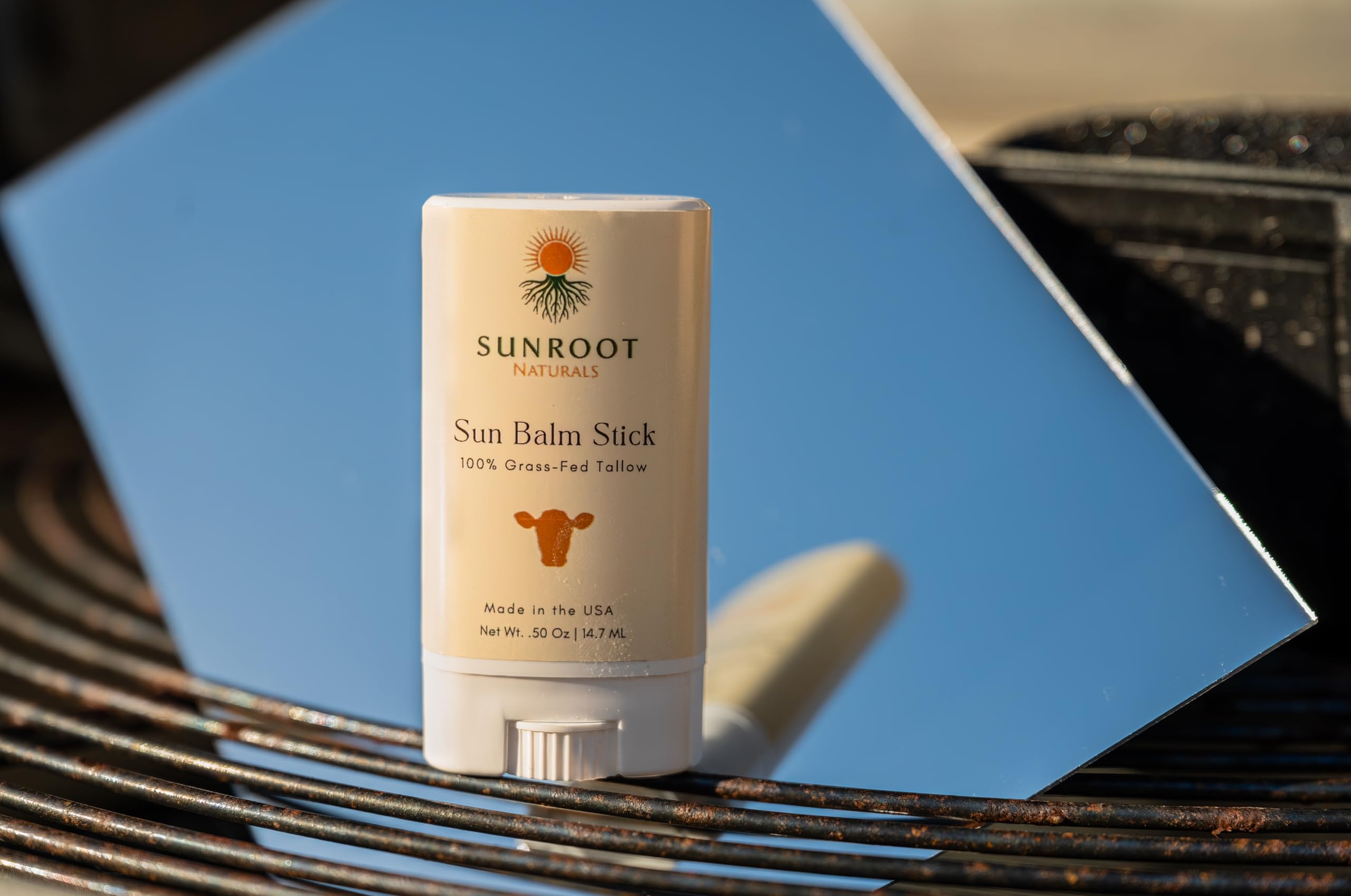 Sunroot Naturals 15% Zinc Sun Stick, .5 oz | Mineral Sun Stick Face & Body Balm | Non-Nano Zinc Oxide Formula | Travel Size Great for Outdoor Use | Reef Friendly, Made in USA