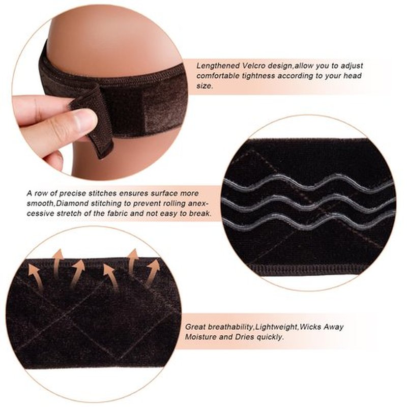 coloryoung Wig Grip Band Flexible Velvet Scarf Adjustable Comfort Band Headband Wig Comfort Non-Slip Adjustable Fasten Wig Bands with Wavy Silicone (Dark Brown)