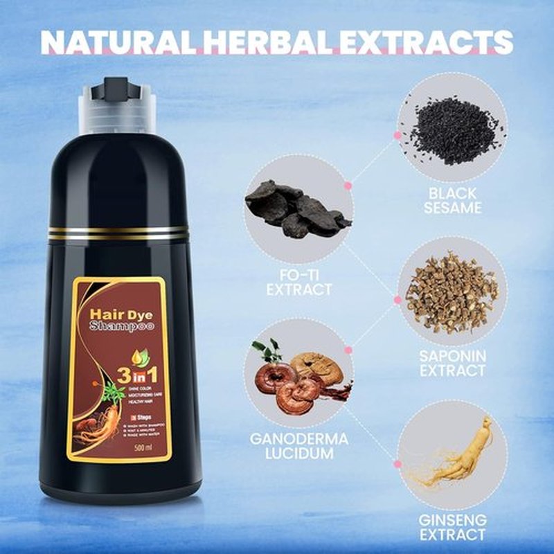 IIIMEIDU Dark Burgundy Hair Dye Shampoo - 3-in-1 Herbal Formula for Grey Coverage | 500ml
