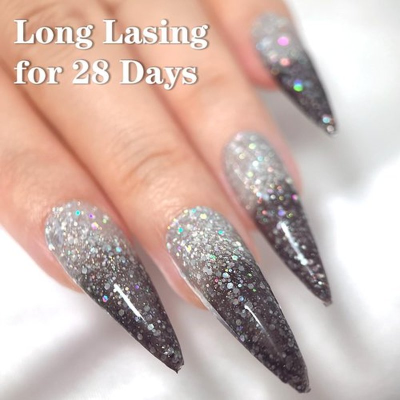 KRISNICE Color Changing Gel Nail Polish Gift Set Black And White Glitter Mood Chameleon Soak Off UV LED Thermal Temperature Art Manicure Kit Varnish(Black White-CS001)
