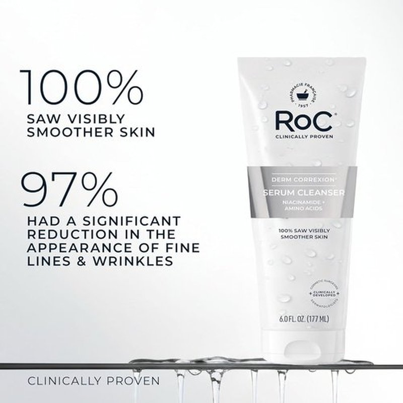 RoC Retinol Correxion Deep Wrinkle Serum - Anti-Aging Facial Cleanser with Niacinamide, 6 oz