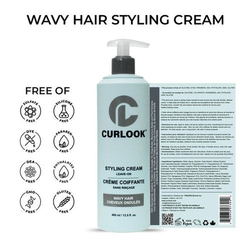 Skiennix Wavy Hair Styling Cream - Silicone-Free Formula for Soft, Flexible Waves | 400ml