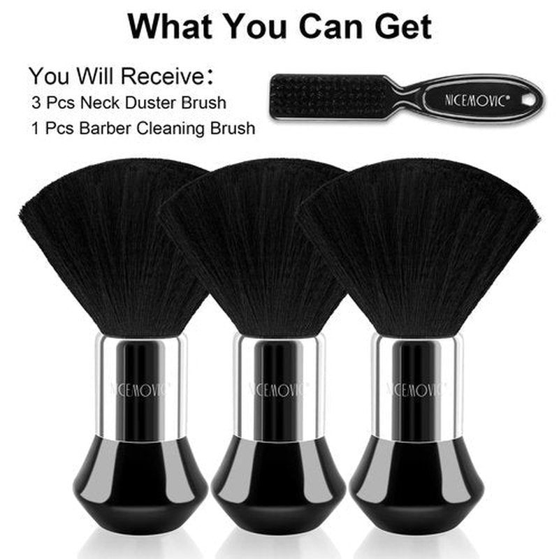 NICEMOVIC 4Pcs Barber Neck Duster, Professional Barber Accessories, Cleaning Supplies, Nylon Brush for Hair Cutting & Styling