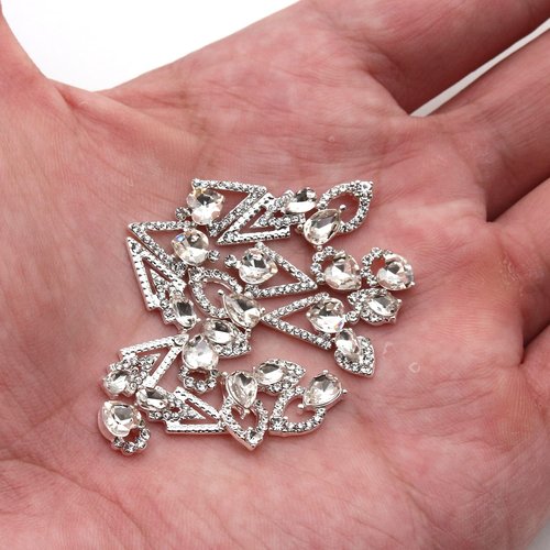 SILPECWEE 20pcs Nail Rhinestone Glass Nail Crystals 3D Nail Charms Silver Nail Jewels Heart Nail Gem Stone Diamond for Nails DIY Nail Decorations Nail Art Accessories