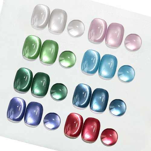 NAILGIL Glass Cat Eye Gel Nail Polish Set with Magnet 8 Colors, Silk Magnetic Cats Eye Polish Ceramic Green Red Silver Purple Blue Cateye Gel Moonlight Effect Soak Off Salon Quality, Christmas Series