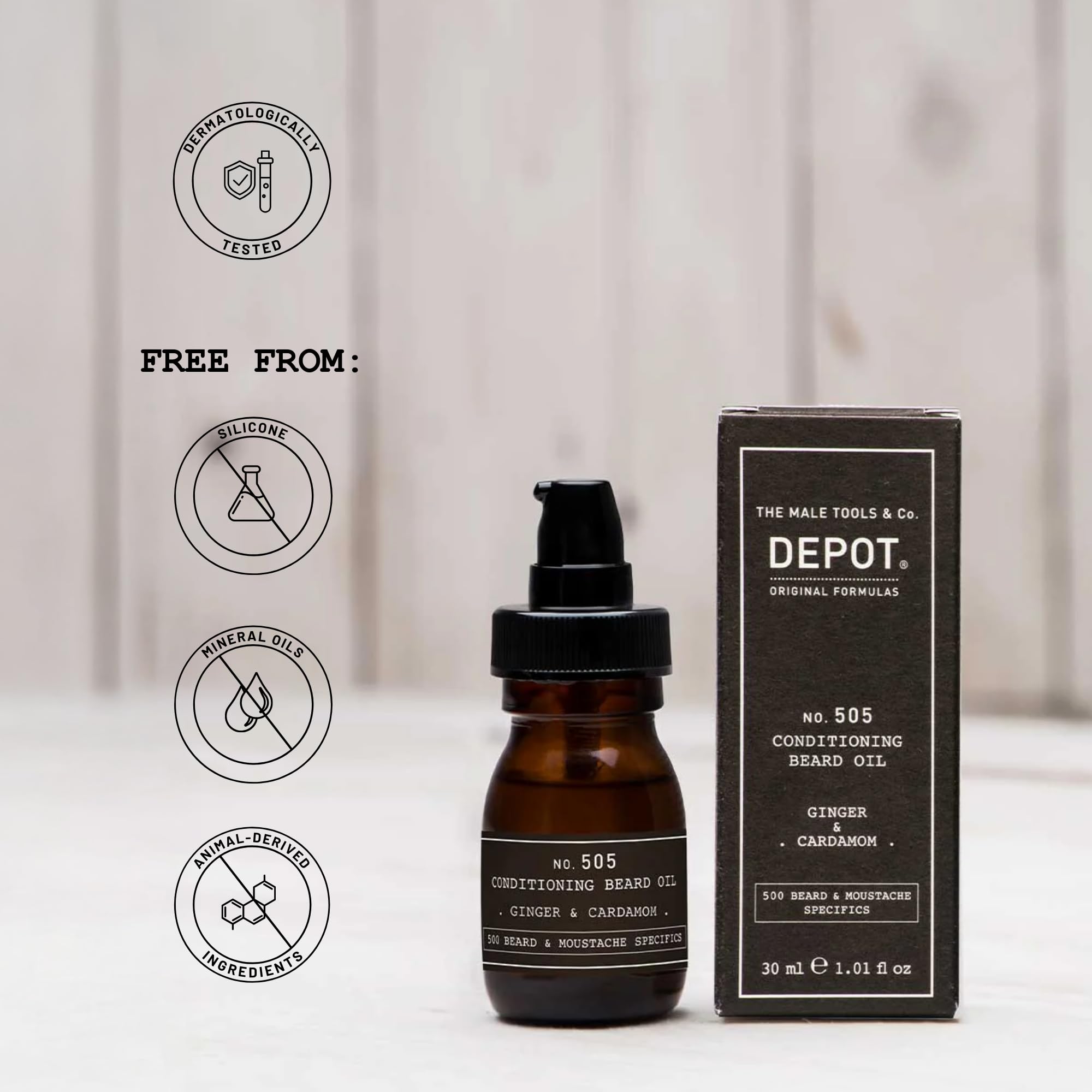 DEPOT No. 505 Conditioning Beard Oil, Ginger & Cardamom | Nourishing with Jojoba Oil, 30ml