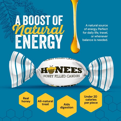 Honees Honey & Ginger Hard Candy - Natural Italian Treat with Real Honey & Ginger | 2.85 oz Pack