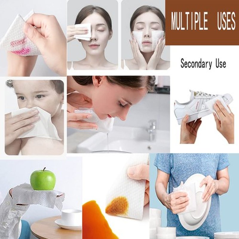 Cotton Facial Dry Wipes 100 Count, Deeply Cleansing Disposable Face Towel Cotton Tissue, Multi-Purpose for Skin Care, Facial Tissue for Cleansing, Skincare and Makeup Remover,Make-up Wipes