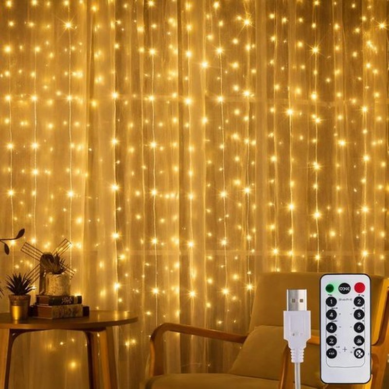 Tuanse 195 LED Curtain Lights - 6.5 x 5 Feet Fairy String Lights with 8 Modes & Remote for Indoor/Outdoor Decor