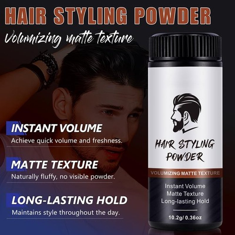 ISUNRISE Hair Styling Powder for Men - Texture Powder - Easy to Apply - Natural Matte Hairstyle - Texturizing and Volumizing - 2 Pc Set, 10g