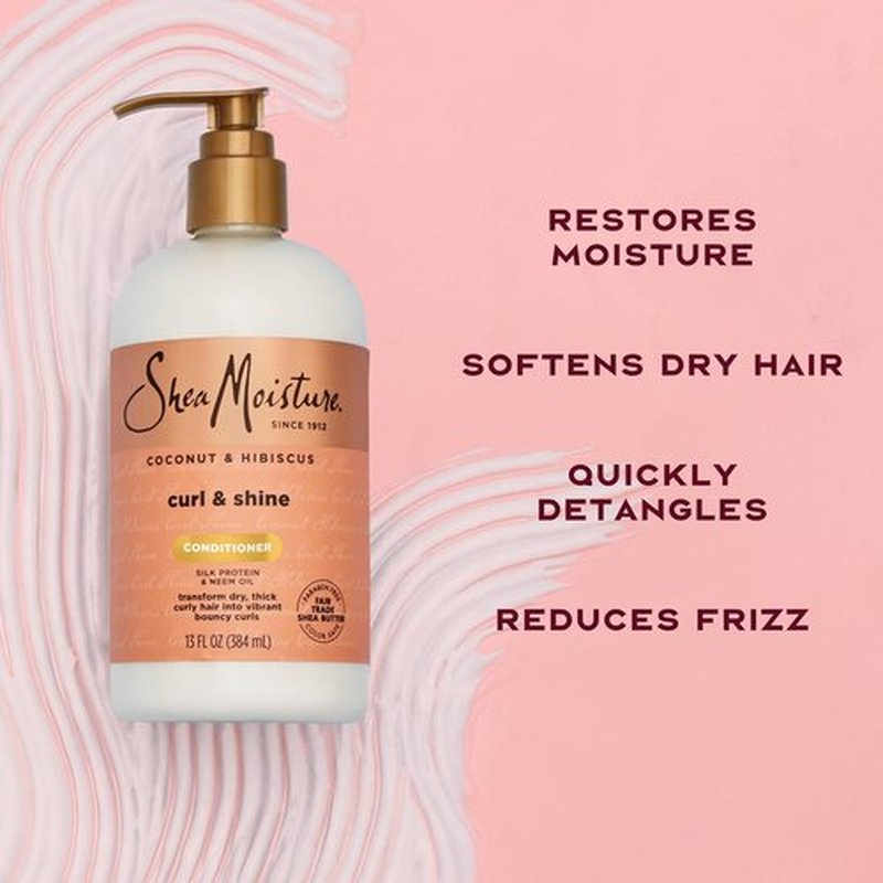 SheaMoisture Curl & Shine Conditioner - Coconut & Hibiscus for Thick, Curly Hair | 13 oz Moisturizer