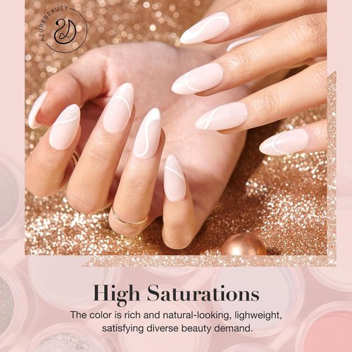 AZUREBEAUTY Dip Powder Nail Kit - 6 Shimmery Nude Colors for DIY French Manicure | No Lamp Needed