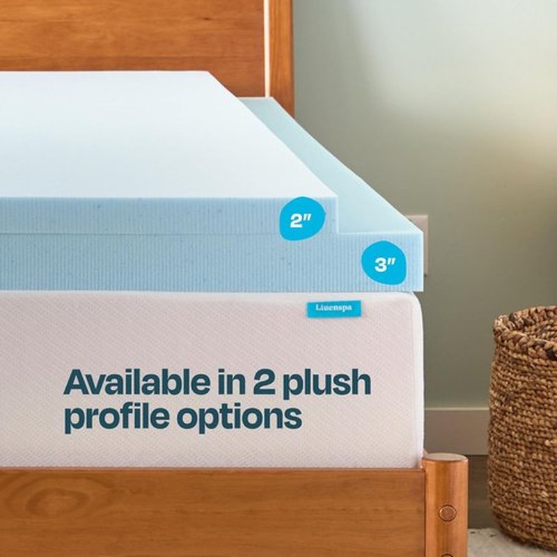 Linenspa Memory Foam Mattress Topper - 2 Inch Gel-Infused Queen Size - Plush, Cooling & Pressure Relieving