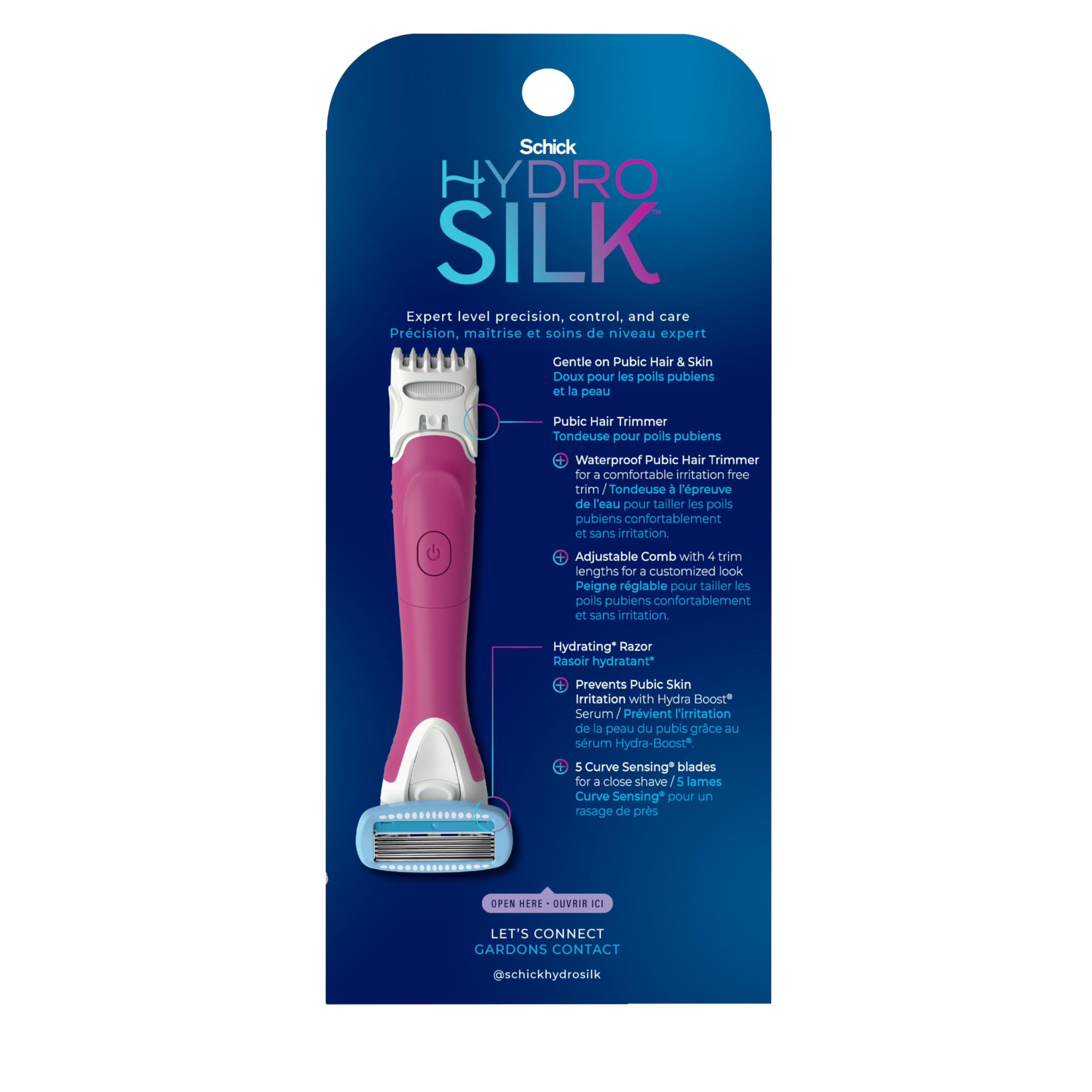 Schick Hydro Silk TrimStyle Moisturizing Razor for Women with Bikini Trimmer,1 Count (Pack of 2)