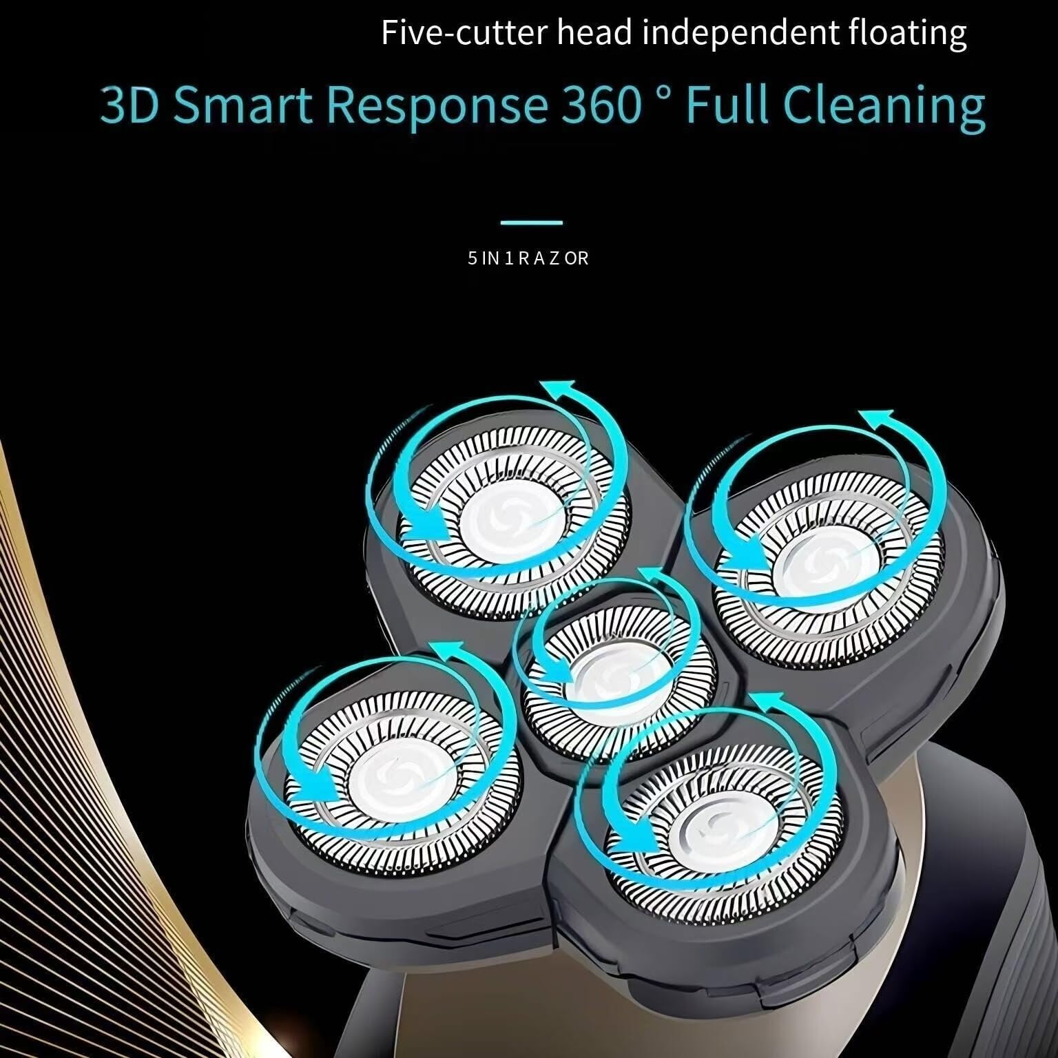 3-Pack Replacement Shaver Heads for Bald Men, Compatible with Freebird Electric Shaver for Smooth Comfortable Shave - 5 Blades Refills for Bald Head Maintenance