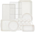 Skiennix 8-Piece Baking Pans Set - Nonstick Silicone Bakeware with Metal Reinforced Frame | Cream Color