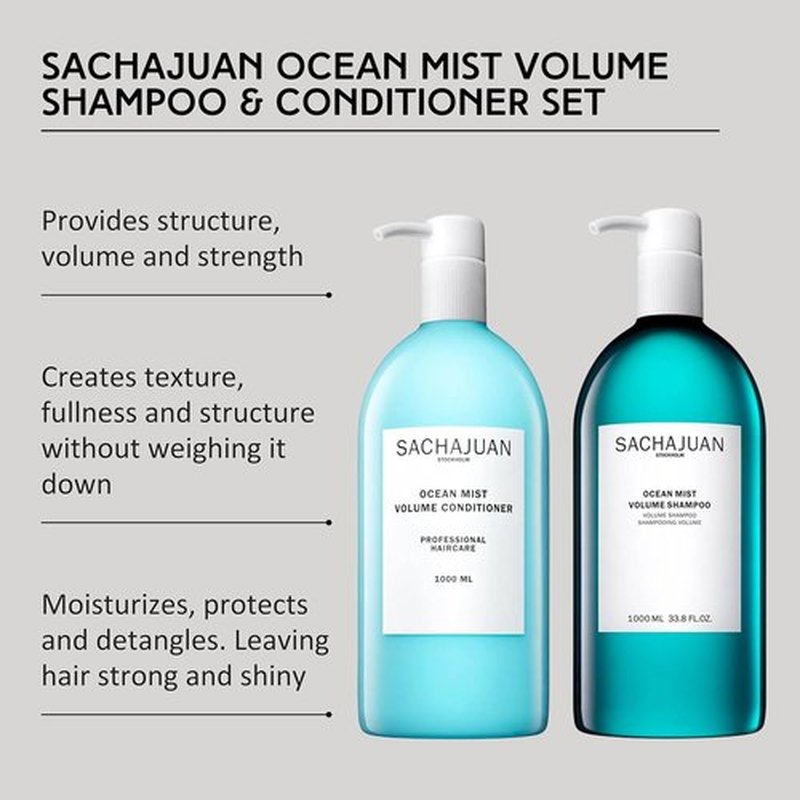 SACHAJUAN Ocean Mist Volume Shampoo and Conditioner Set - Lightweight Hydration with Ocean Silk Technology & Vegetable Proteins