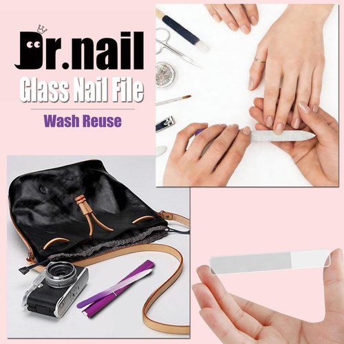 Dr.nail 5Pcs Glass Nail Files- Crystal Fingernail Files with Case, Nano Glass Nail Shiner Polishers for Natural Nails- Festive Nail Care Gift Set for Women Girl Wife Beauty Lovers Home Salon Manicure