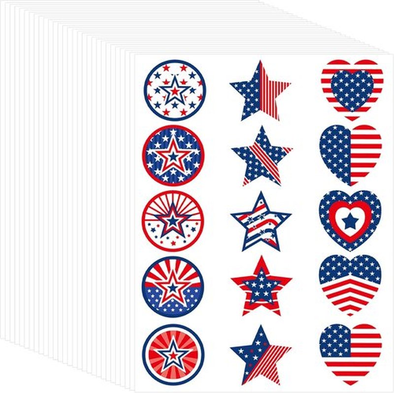 Skiennix 450Pcs Patriotic Independence Day Stickers - 1.5 Inch Red, White & Blue for DIY Decor | Perfect for Envelopes & Gifts