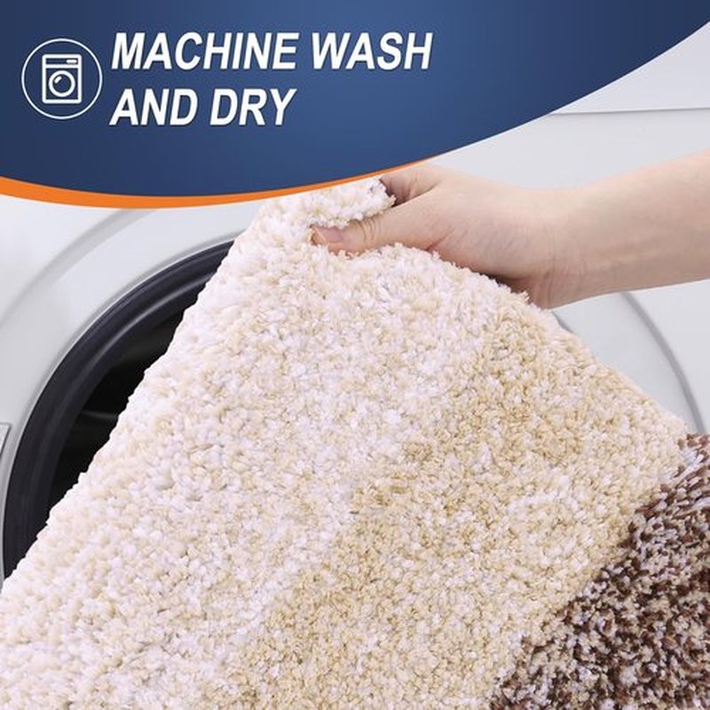 OLANLY Large Bathroom Rugs - Extra Soft Microfiber Mat 47x32 | Quick Dry, Machine Washable, Brown