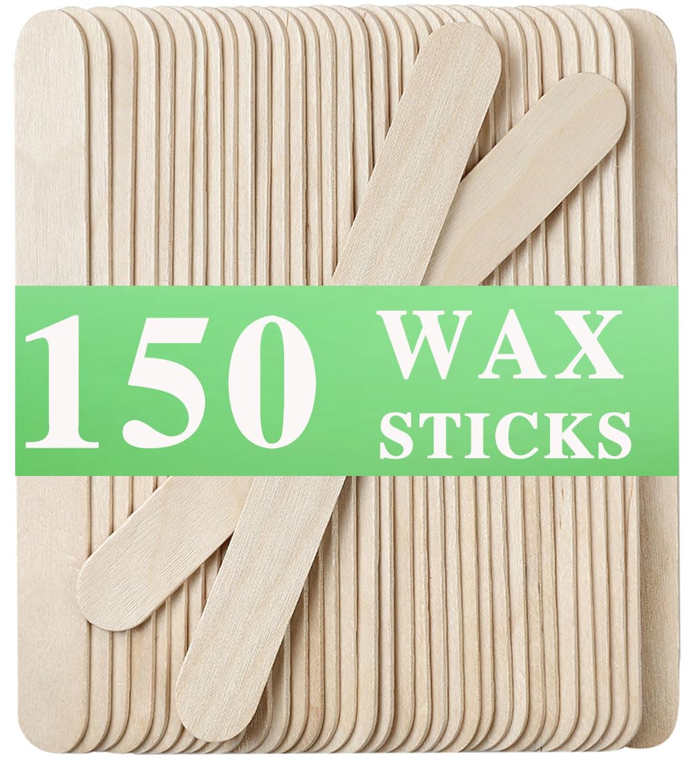 150Piece Waxing Sticks for Hair Removal - Borogo 6'' Premium Splinter-Free Wooden Wax Sticks for Waxing, Wax Stick for Body and Face Waxing