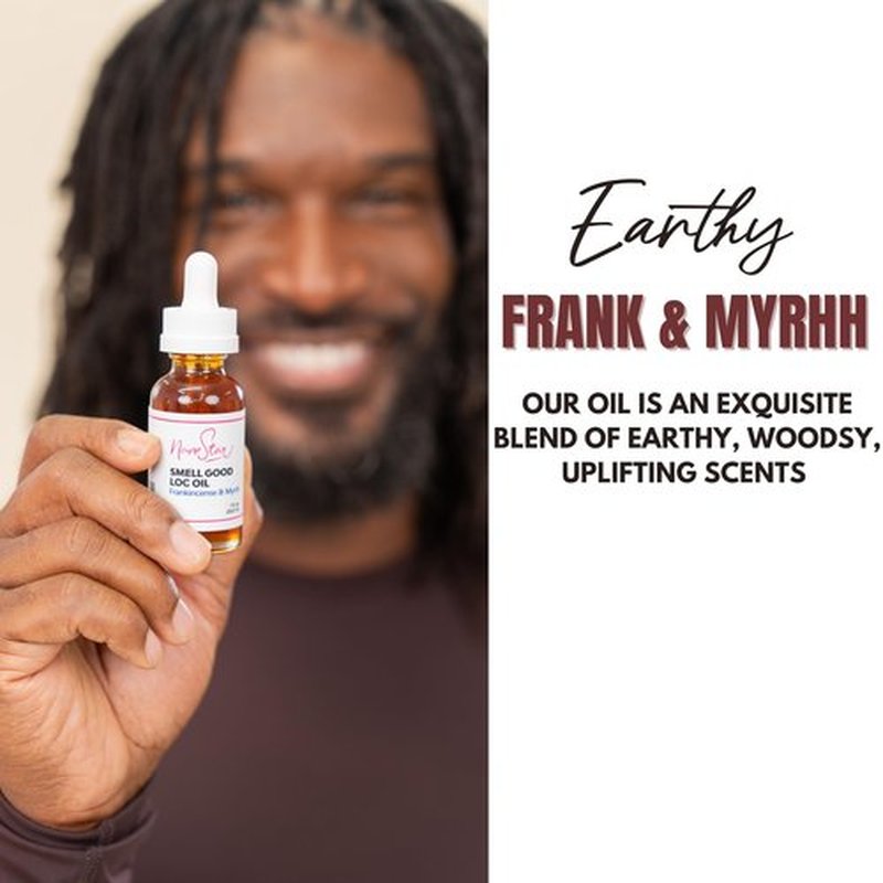 NappStar Frank & Myrrh Scented Smell Good Loc Oil, Aromatic Hair Fragrance for Dreadlocks and Natural Textured Hair, 1 Fl Oz