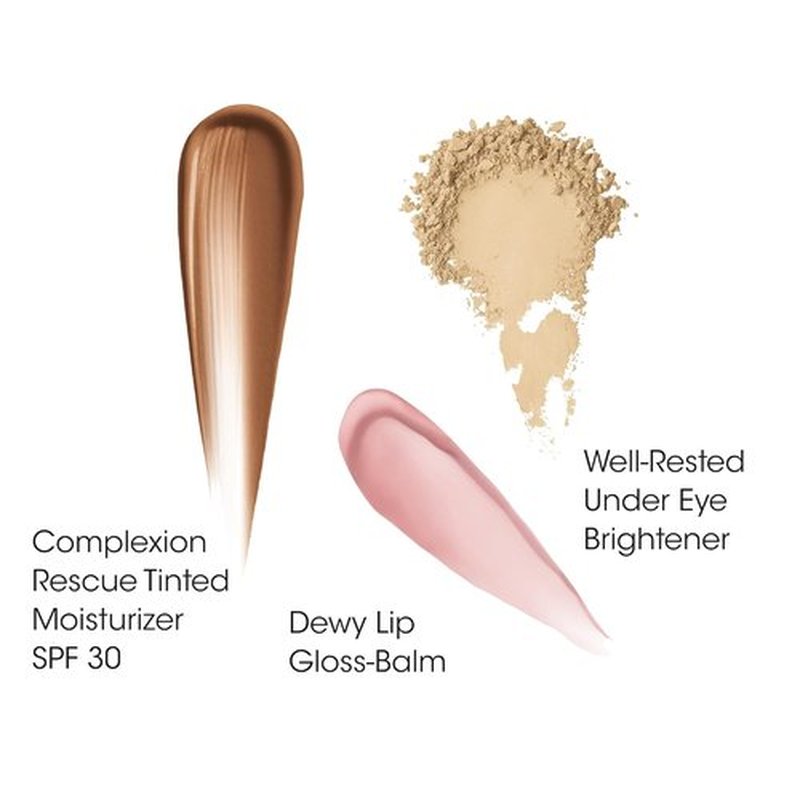 bareMinerals Clean Beauty Gift Set - 3 Full-Sized Essentials: Tinted Moisturizer SPF 30, Under-Eye Brightener & Lip Gloss-Balm