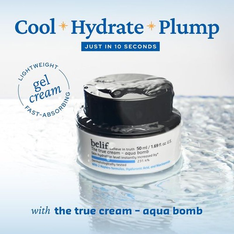 Belif Aqua Bomb - Lightweight Gel Moisturizer with Niacinamide & Hyaluronic Acid | 72-Hour Hydration, Korean Skincare (3.3 fl oz)