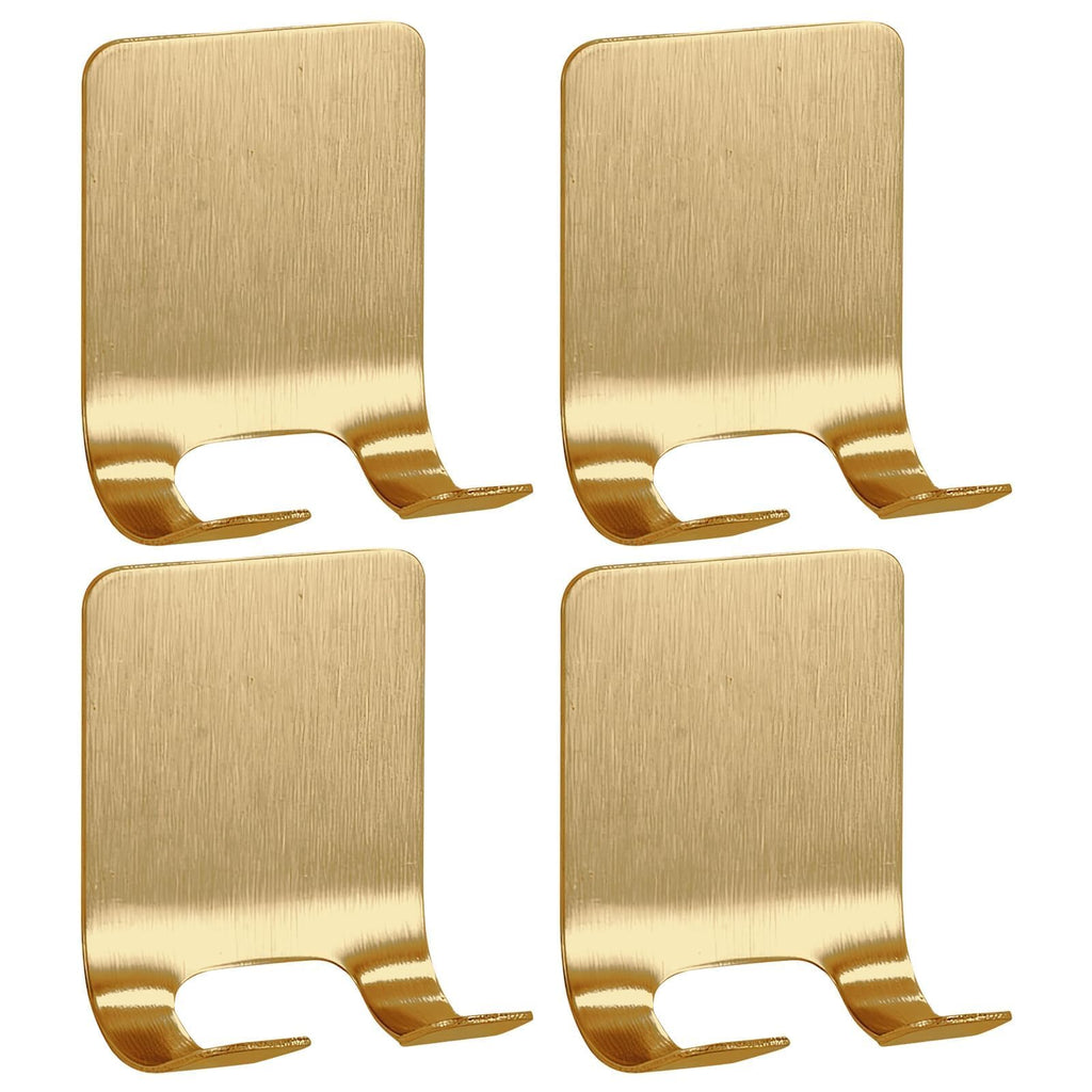 4 Pcs Gold Razor Loofah Holder for Shower Self Adhesive Waterproof Shaver Hooks Waterproof for wall Metal Heavy Duty Utility Storage Hanger Hooks Holder for Towels Accessories Kitchen Bathroom (Gold)