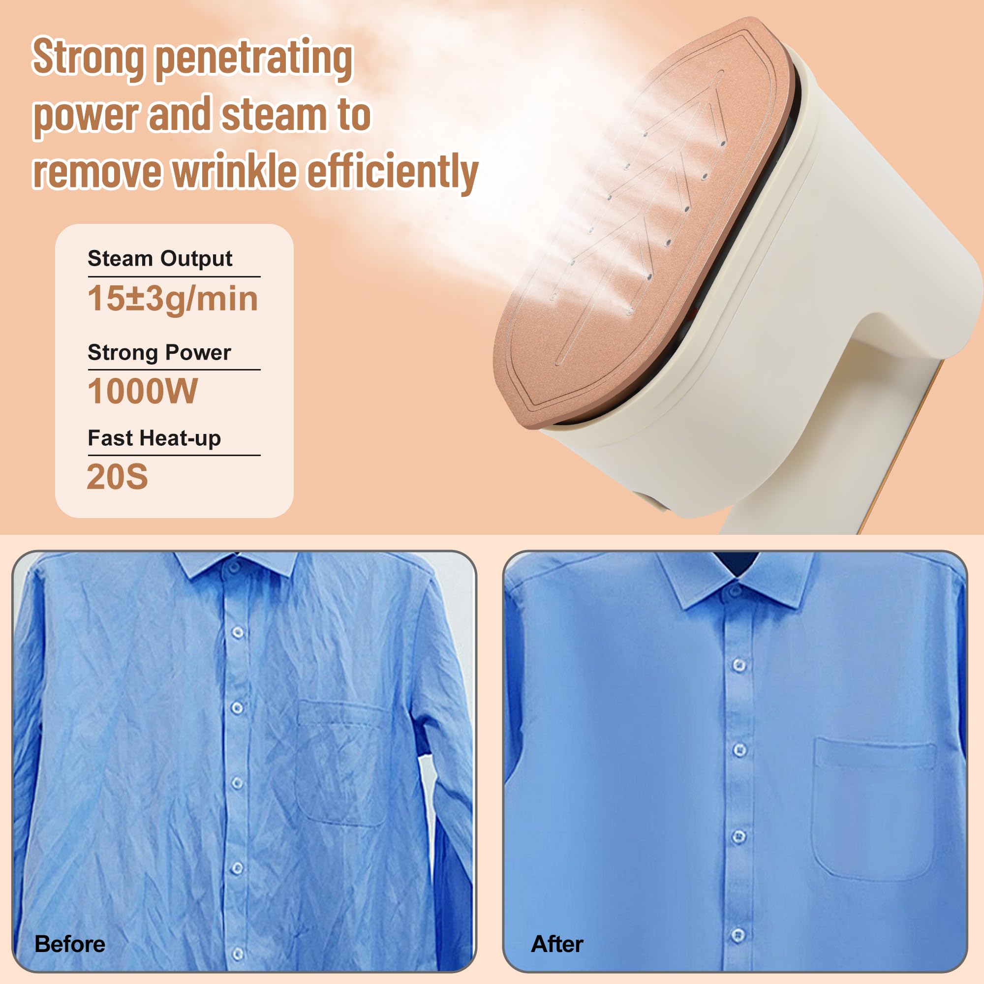 iRUNTEK 2-in-1 Steam Iron & Clothes Steamer, 20s Fast Heat Up, Upgraded Leak-proof Design, Large Soleplate, Wrinkle Remover with LED Display, Handheld Garment Steamer for Home, Travel, and Office Use