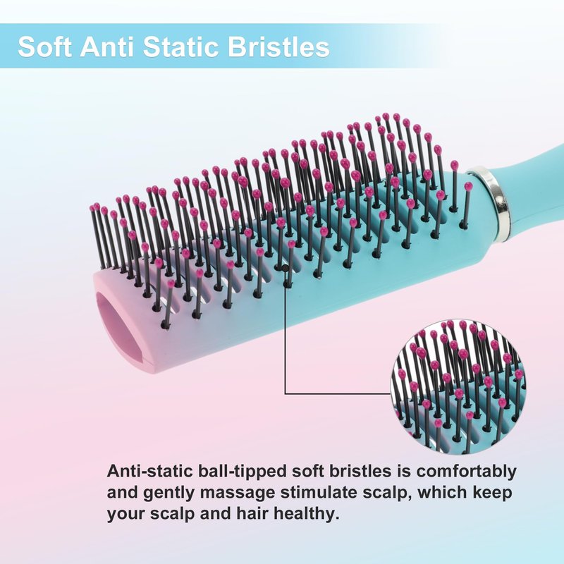 VOCOSTE Vented Hair Brush, Styling Brush with Ball-Tipped Bristles, Vent Brush for Blow Drying Wet, Short, Curly, or Straight Hair, Hair Brushes for Women and Men, Lake Blue