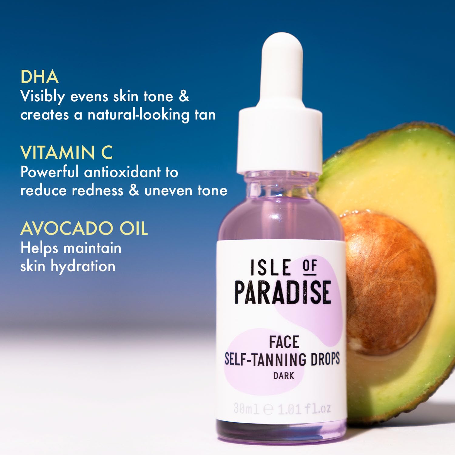 Isle of Paradise Self Tanning Face & Body Drops- Dark, Self Tanner Drops for a Natural Bronze, Long-lasting Tan, Cruelty Free, Fragrance Free & Dermatologist-Approved, 1.01 fl. oz