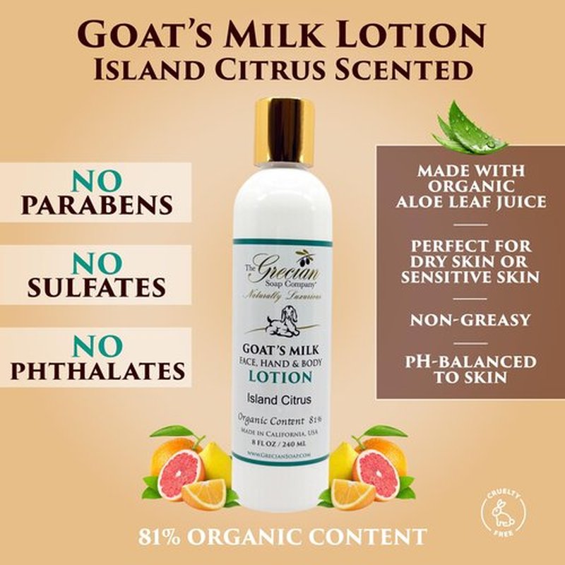The Grecian Soap Company Deluxe Bathtub Gift Set, 6pcs Goat Milk & Olive Oil Skin Care Set, Birthday Gifts for Women, Bridal Shower Gifts, Gifts for Mom, Island Citrus Scent, Handmade in the USA