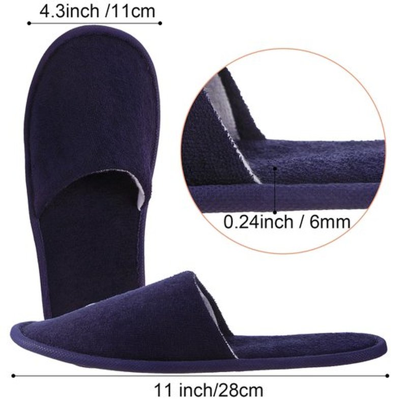 Geyoga 12 Pair Disposable Slippers for Guests Non Slip Disposable House Slippers Washable Reusable for Spa Travel Hotel Indoor Shoeless Home Bride Bathroom(Black, Brown, Navy Blue, Dark Gray,M)