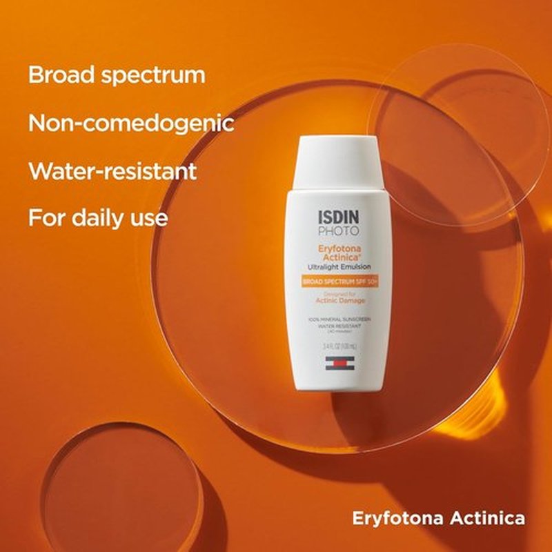 ISDIN Eryfotona Actinica SPF 50+ | Zinc Oxide Mineral Sunscreen for Face | No White Cast, Dermatologist Recommended