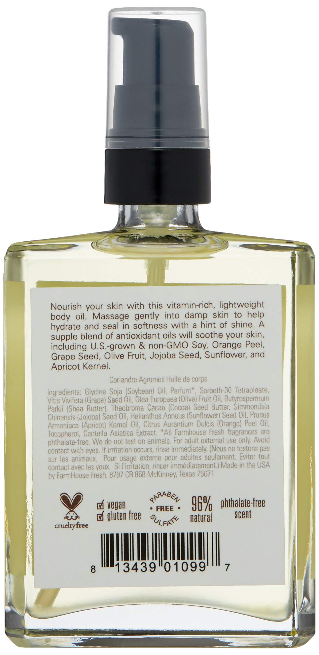 Farmhouse Fresh Citrus Cilantro Body Oil, 4 Fl Oz
