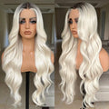X-TRESS 30 Inch Blonde Lace Front Wigs with Body Wave, Pre Plucked, Synthetic Lace Frontal Wig with Dark Roots, 13x4x1 Density