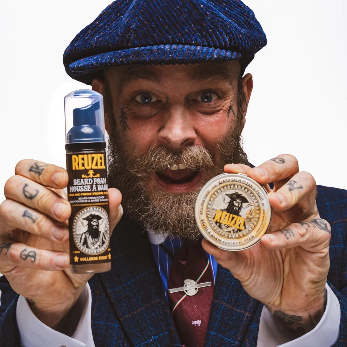 REUZEL Clean & Fresh Beard Care Gift Set, Beard Balm and Foam, Hydrating, Non-Greasy Finish