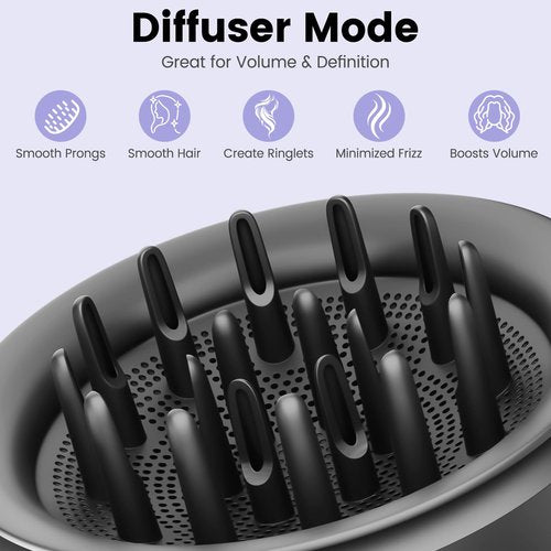 PUREGUST Wave Curl Diffuser Attachment for Dyson Airwrap HS01 HS05, for Air Wrap Id HS08, Two Airflow Dome Diffuse Modes, Hair Diffuser to Dry Hair Quickly and Enhance Curl