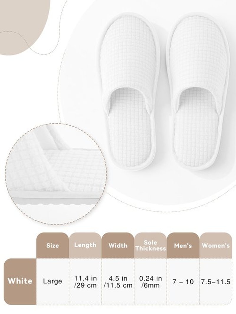 KUTTOR 6 Pairs Polar Fleece Spa Slippers Disposable Closed-Toe Hotel House Slippers Reusable Non-Slip Fits Men’s 10/Women’s 11 for Home Travel Spa Guests