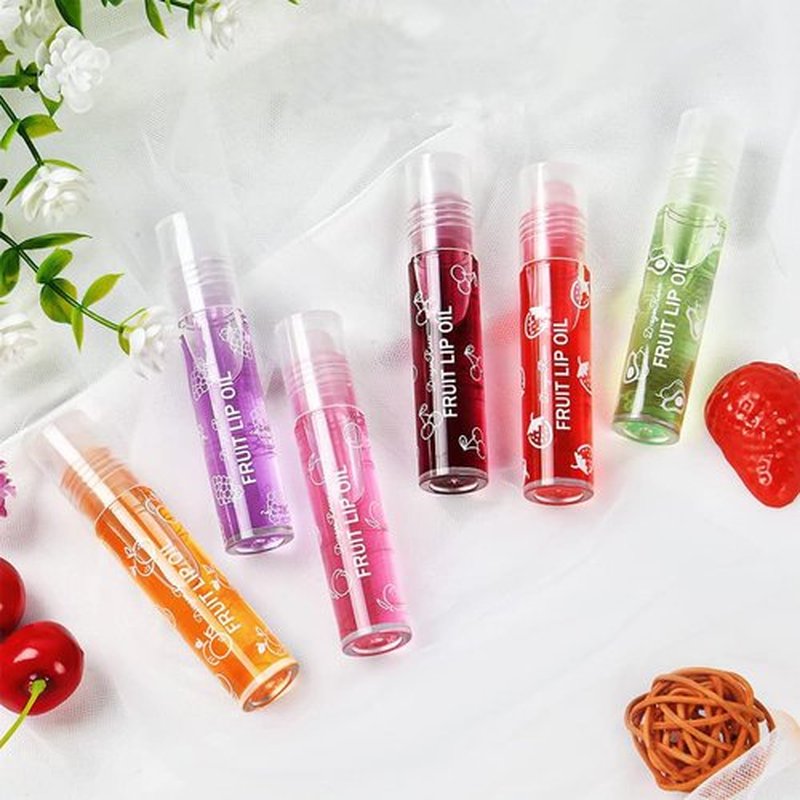 Pakivs 6PCS Roll-On Lip Oil Set,Fruit Flavored Lip Gloss Set,Long Lasting Moisturizing Lip Balm,Transparent Lip Gloss Glossy Lip Make-up,Best Gift