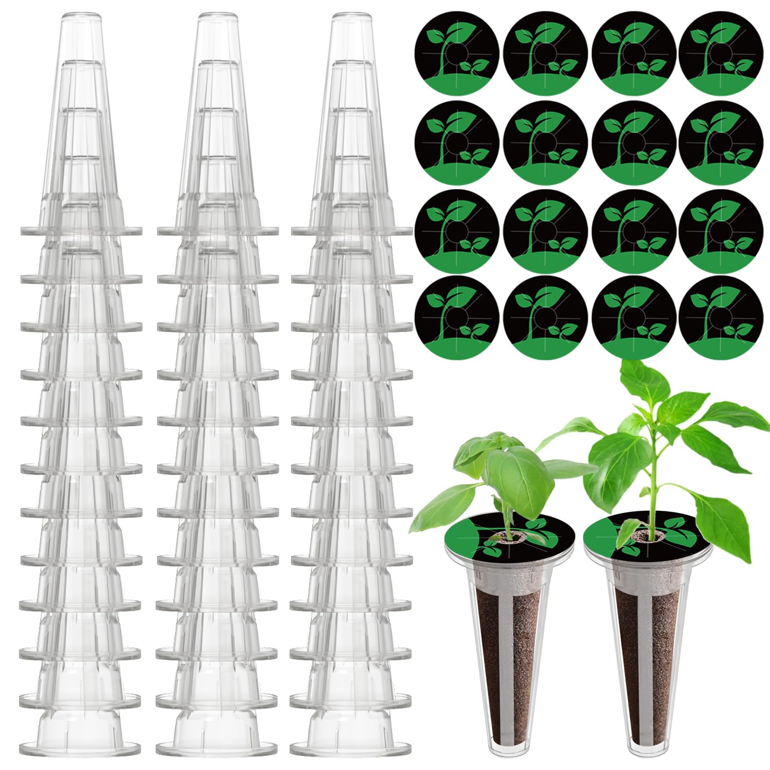 Oliz 50Pk Hydroponics Grow Baskets w/ 51 Pod Labels, Fits Most Systems