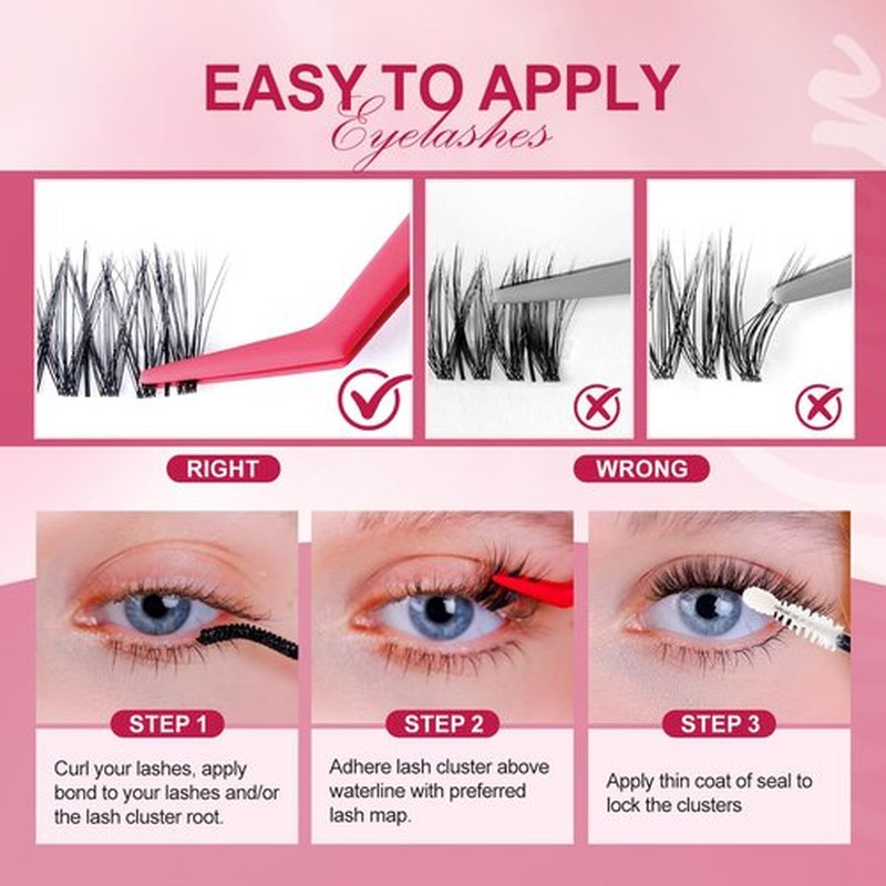 Invisible Band Lash Clusters Kit, 8-16mm C Curl 168pcs, Natural Wispy Individual Lashes, Luna Cat Eye Lash, Home DIY Lash Extensions, Waterproof Bond and Seal, Remover and Lash Tweezers