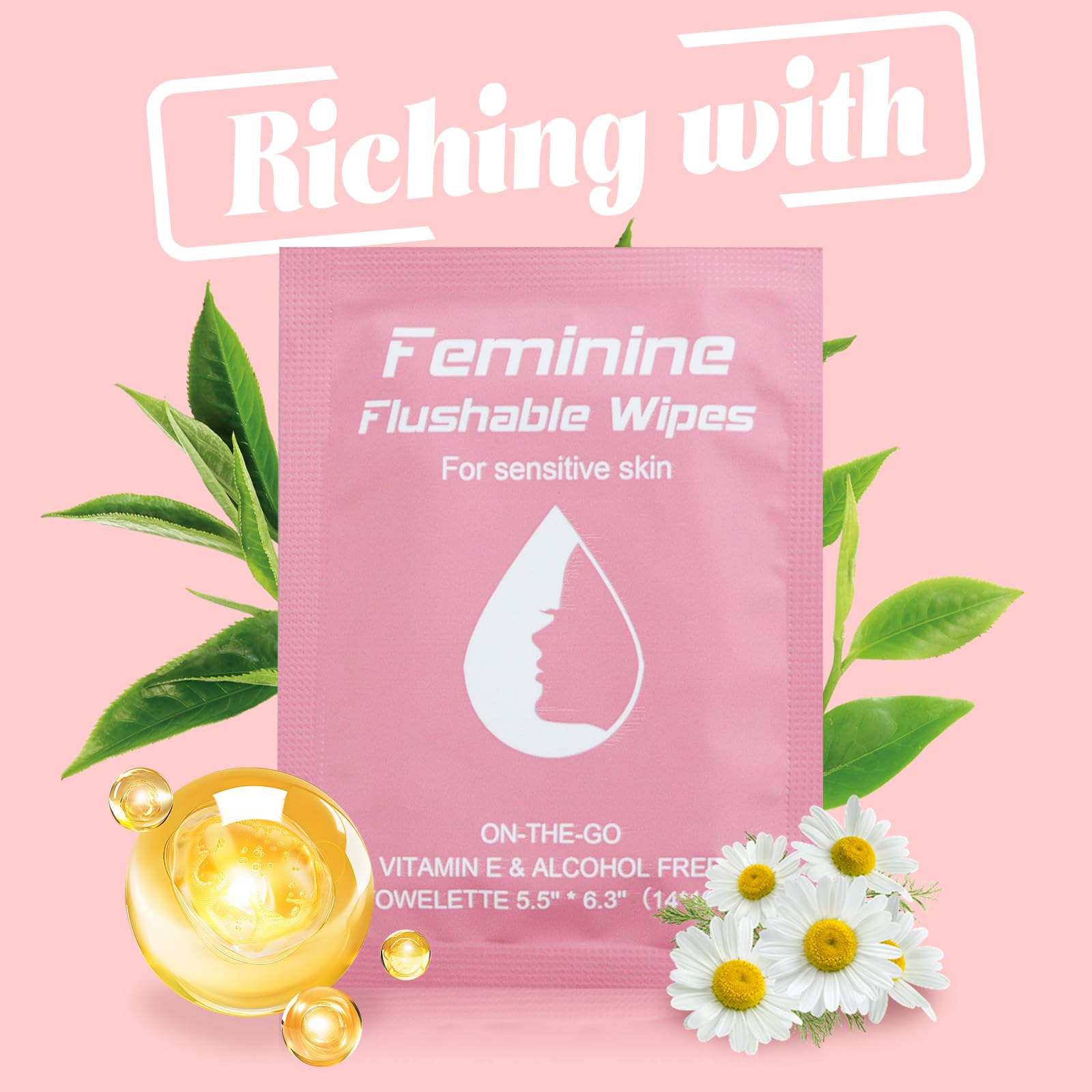 Feminine Wipes Individually Wrapped,Flushable Wipes Travel for Women,Feminine Care Wet Wipes Travel Size Vaginal Wipes for Adult,Girl and Homeless 100