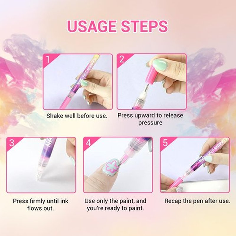 12 Colors Nail Art Pens, Fine Tips Nail Polish Pens Quick Dry, Graffiti Dotting Pen Acrylic Painted Pen Kit 3d Nail Polish Pens Drawing Painting for Diy Nails Art Design Manicure Tools