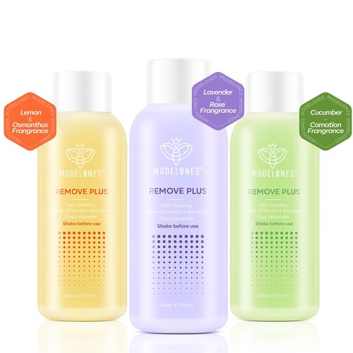 Modelones Nail Polish Remover, Acetone Gel Polish Remover Set with Jojoba Oil Fast Gentle Removal for Nail Glue Acrylic Dip Powder Press On Nails, Travel Home Salon Gift for Women 2 Fl Oz, Pack of 3