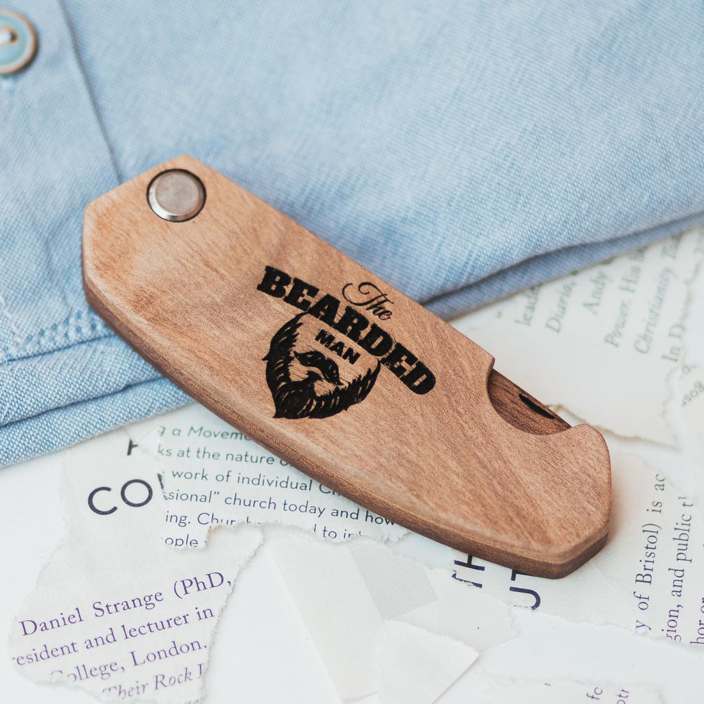 Engraved Wooden Beard Comb for Men (The Bearded Man)